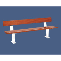 ProCity Pagoda Bench with Backrest: seat made of tropical wood (mahogany), frame made of steel (pure white)