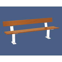 Procity Pagoda Bench with Backrest: Seat made of tropical wood (light oak), frame made of steel (pure white).