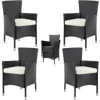 Garden Chair Set of 4 | Rattan Black Cream | inc Cushions