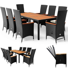 Polyrattan Sitzgruppe | Rio | 9-tlg. | Neiglehner | Akazie | Schwarz