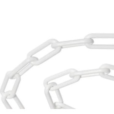 Barrier chain plastic 25 meters white including emergency links, 8 mm thick