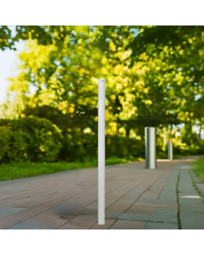 Bollard without eyelets, fixed to be set in concrete, without lock, diameter 60 mm, hot-dip galvanized and white coated, height 100 cm