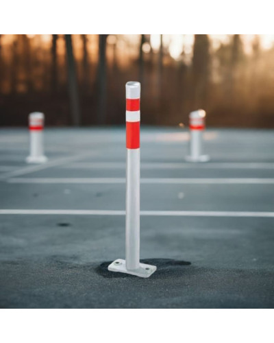 Fixed barrier post with base plate for bolting, without lock, height 90 cm. Buy in our online shop