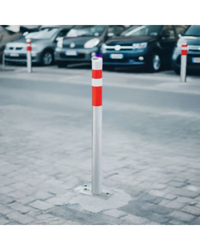 Fixed barrier post with base plate for bolting, without lock, height 90 cm. Buy in our online shop