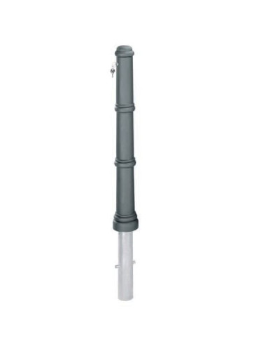  Poller aus Aluminium, D 85 mm, herausnehmbar mit Bodenhülse zum Einbetonieren, mit Profilhalbzylinder