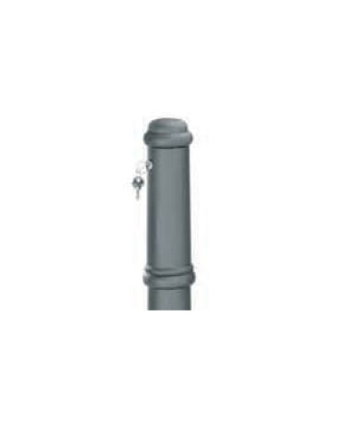  Poller aus Aluminium, D 85 mm, herausnehmbar mit Bodenhülse zum Einbetonieren, mit Profilhalbzylinder