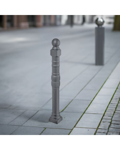 Style bollard made of aluminum, fixed but easily replaceable (saves costs for excavation work in case of damage), without a lock, total height 1250 mm (approx. 900 mm above ground). Buy in the online shop