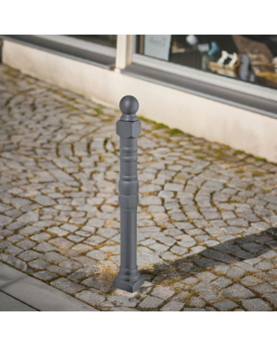 Style bollard made of aluminum, fixed but easily replaceable (saves costs for excavation work in case of damage), without a lock, total height 1250 mm (approx. 900 mm above ground). Buy in the online shop