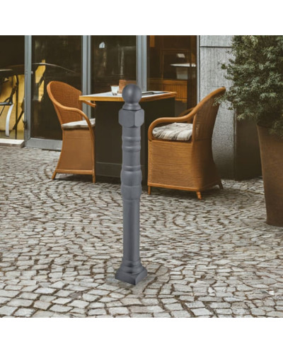 Style bollard made of aluminum, fixed but easily replaceable (saves costs for excavation work in case of damage), without a lock, total height 1250 mm (approx. 900 mm above ground). Buy in the online shop