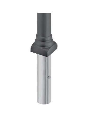 Style bollard made of aluminum, fixed but easily replaceable (saves costs for excavation work in case of damage), without a lock, total height 1250 mm (approx. 900 mm above ground). Buy in the online shop