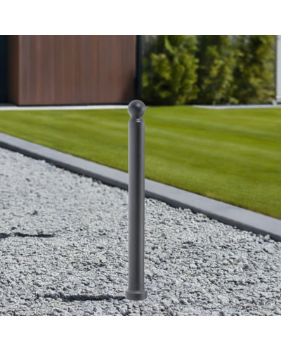Plastic bollard with ball head diameter 76 mm made of polyurethane, black, total height 125 cm, approx. 90 cm above ground. Buy in the online shop