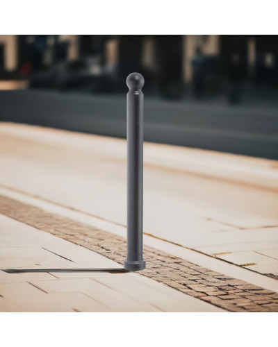 Plastic bollard with ball head diameter 76 mm made of polyurethane, black, total height 125 cm, approx. 90 cm above ground. Buy in the online shop