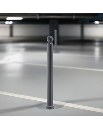 Plastic bollard with ball head diameter 76 mm made of polyurethane, black, total height 125 cm, approx. 90 cm above ground. Buy in the online shop