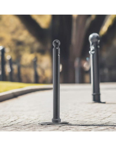 Plastic bollard with ball head D 76 mm, black, removable. 90 cm above ground. Buy in the online store.