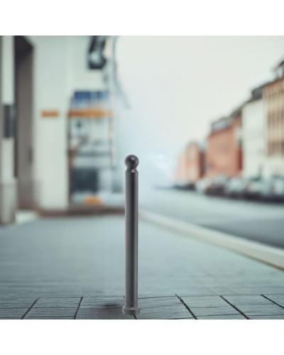Plastic bollard with ball head diameter 76 mm made of polyurethane, black, total height 125 cm, approx. 90 cm above ground. Buy in the online shop