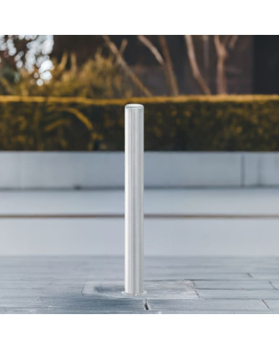 Stainless steel bollard diameter 102 mm, removable, with ground sleeve for setting in concrete, without lock, total height 1200 mm (approx. 900 mm above ground). Buy in the online shop