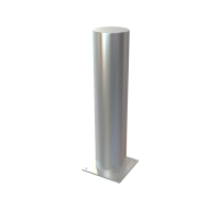 Bollard stainless steel Ø 159 mm stationary with base plate, to be fixed by plugs, without lock, total height approx. 900 mm above ground 