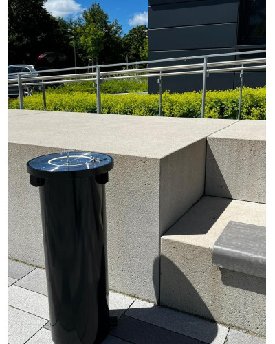 Buy Online Shop Stainless steel bollard Diameter of 168 mm, retractable with gas pressure spring, total height 1600 mm (approx. 600 mm above ground)