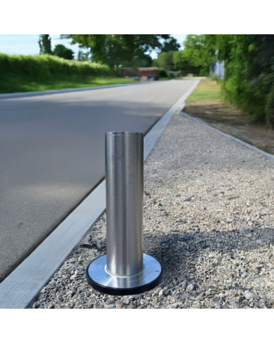 Buy Online Shop Stainless steel bollard Diameter of 168 mm, retractable with gas pressure spring, total height 1600 mm (approx. 600 mm above ground)