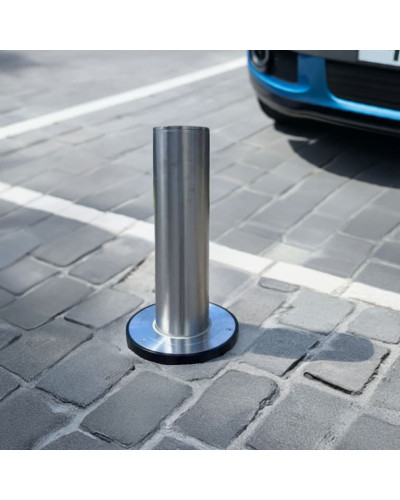 Buy Online Shop Stainless steel bollard Diameter of 168 mm, retractable with gas pressure spring, total height 1600 mm (approx. 600 mm above ground)