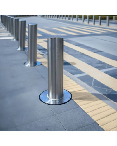 Buy Online Shop Stainless steel bollard Diameter of 168 mm, retractable with gas pressure spring, total height 1600 mm (approx. 600 mm above ground)