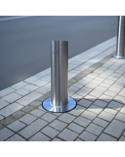 Buy Online Shop Stainless steel bollard Diameter of 168 mm, retractable with gas pressure spring, total height 1600 mm (approx. 600 mm above ground)