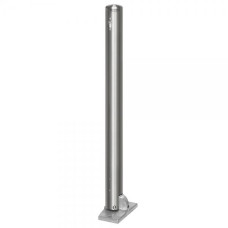 Stainless steel bollard 60 mm foldable with base plate for dowelling, with Euro profile cylinder lock and three keys, total height approx. 900 mm above ground 