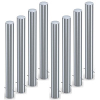 BIGPACK 8 x bollards made of stainless steel, diameter 89 mm, fixed in concrete