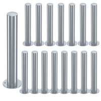 SET of 16 - stainless steel bollards made of stainless steel with base plate for dowelling, diameter 89 mm 