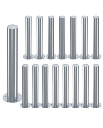 Buy Online Shop SET of 16 - stainless steel bollards made of stainless steel with base plate for dowelling, diameter 89 mm
