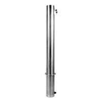 Stainless steel bollard 89 mm removable with ground sleeve for setting in concrete, with profile cylinder, total height 1200 mm (approx. 900 mm above ground) 