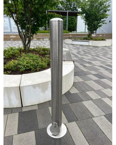 Stainless steel bollard Ø 89 mm removable for padlock, total height 1200 mm (approx. 900 mm above ground). Buy in the online store.