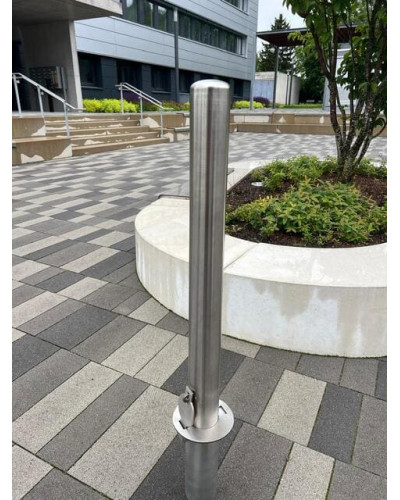 Stainless steel bollard Ø 89 mm removable for padlock, total height 1200 mm (approx. 900 mm above ground). Buy in the online store.