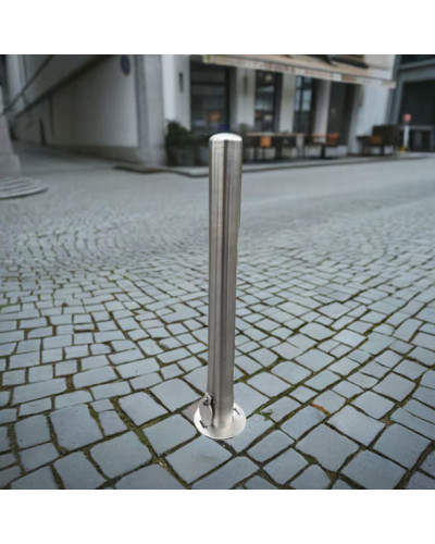 Stainless steel bollard Ø 89 mm removable for padlock, total height 1200 mm (approx. 900 mm above ground). Buy in the online store.