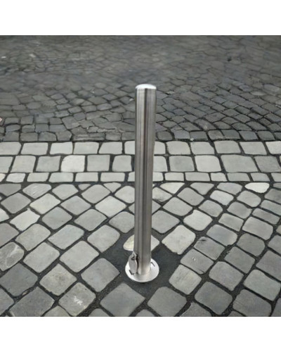 Stainless steel bollard Ø 89 mm removable for padlock, total height 1200 mm (approx. 900 mm above ground). Buy in the online store.