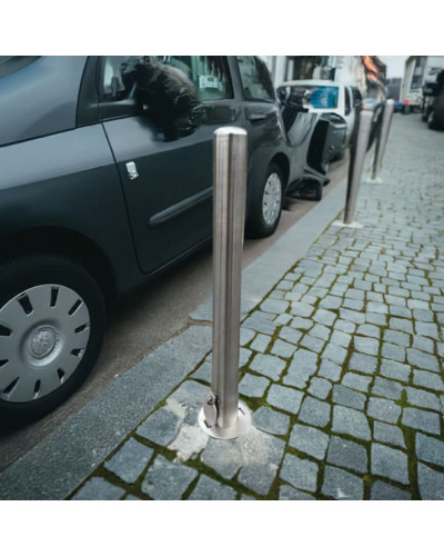 Stainless steel bollard Ø 89 mm removable for padlock, total height 1200 mm (approx. 900 mm above ground). Buy in the online store.