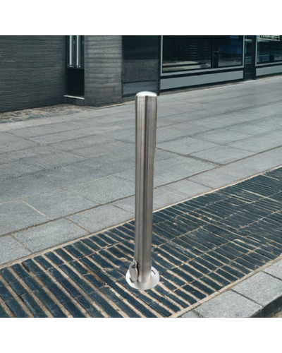 Stainless steel bollard Ø 89 mm removable for padlock, total height 1200 mm (approx. 900 mm above ground). Buy in the online store.