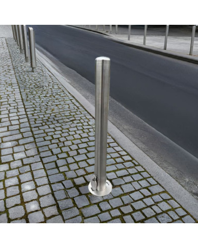 Stainless steel bollard Ø 89 mm removable for padlock, total height 1200 mm (approx. 900 mm above ground). Buy in the online store.