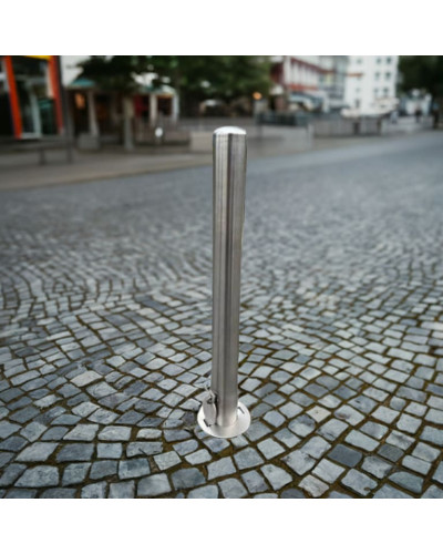 Stainless steel bollard Ø 89 mm removable for padlock, total height 1200 mm (approx. 900 mm above ground). Buy in the online store.
