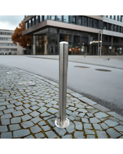 Stainless steel bollard Ø 89 mm removable for padlock, total height 1200 mm (approx. 900 mm above ground). Buy in the online store.