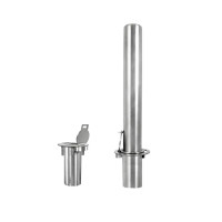 Stainless steel bollard Ø 89 mm removable for padlock, total height 1200 mm (approx. 900 mm above ground) 