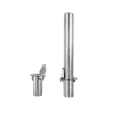 Stainless steel bollard Ø 89 mm removable for padlock, total height 1200 mm (approx. 900 mm above ground) 