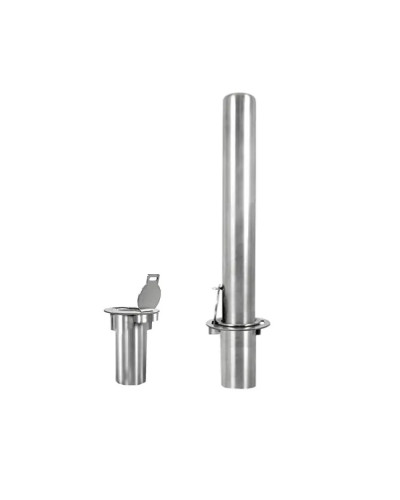Stainless steel bollard Ø 89 mm removable for padlock, total height 1200 mm (approx. 900 mm above ground). Buy in the online store.