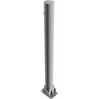 Stainless steel bollard 89 mm foldable with base plate for dowelling, with Euro profile cylinder lock and three keys, total height approx. 900 mm above ground 