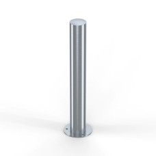 Bollard stainless steel Ø 89 mm stationary with base plate, to be fixed by plugs, without lock, total height approx. 900 mm above ground 