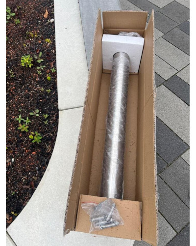 Bollard stainless steel Ø 89 mm stationary with base plate, to be fixed by plugs, without lock, total height approx. 900 mm above ground . Buy in the online store.