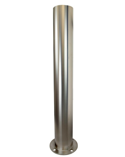 Bollard stainless steel Ø 89 mm stationary with base plate, to be fixed by plugs, without lock, total height approx. 900 mm above ground . Buy in the online store.
