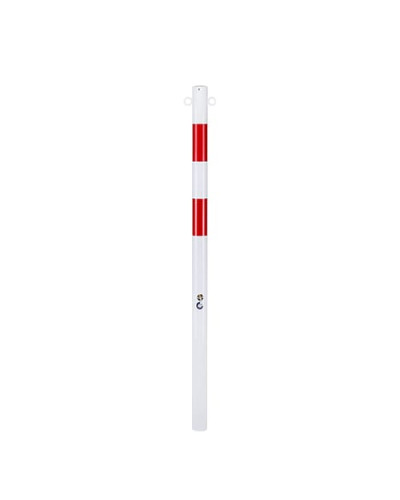 Barrier post with eyelets, for setting in concrete, with 2 red reflective foils. Buy in the online shop.