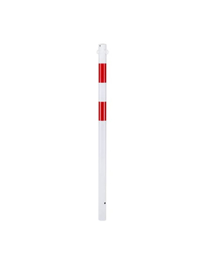 Barrier post with eyelets, for setting in concrete, with 2 red reflective foils. Buy in the online shop.