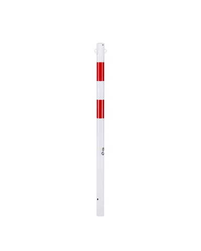 Barrier post with eyelets, for setting in concrete, with 2 red reflective foils. Buy in the online shop.